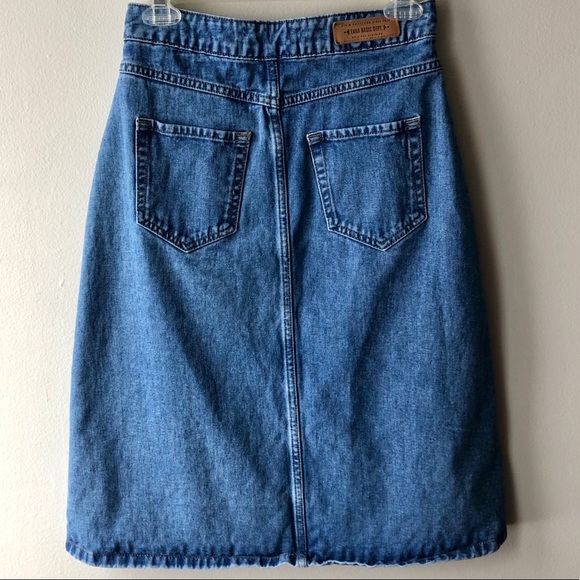 Zara Denim Skirt Button Down High Rise XS Pockets - Picture 3 of 5